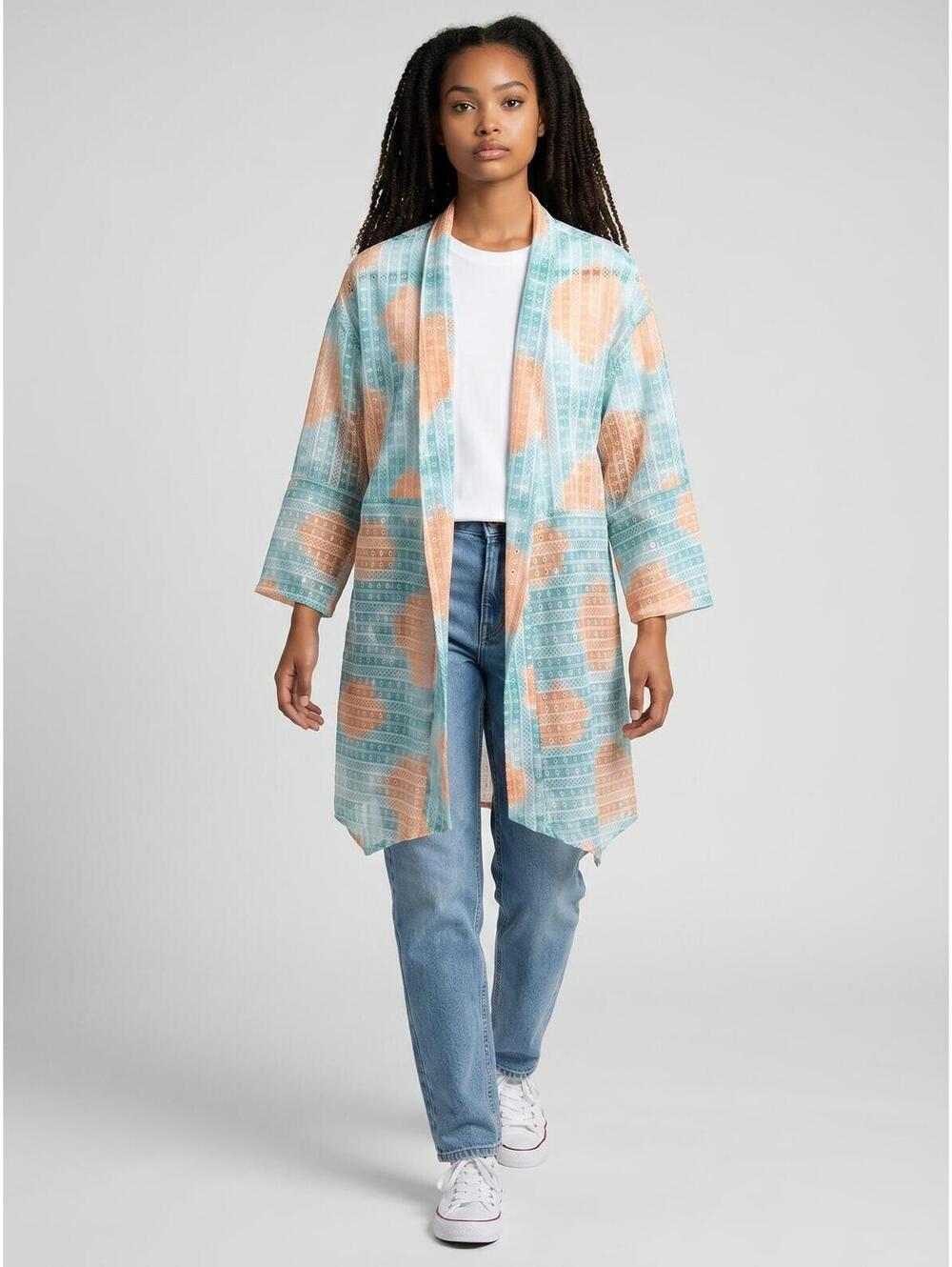 Ruby Rd NWT Kimono Duster-Size Small-Mint Green & Peach